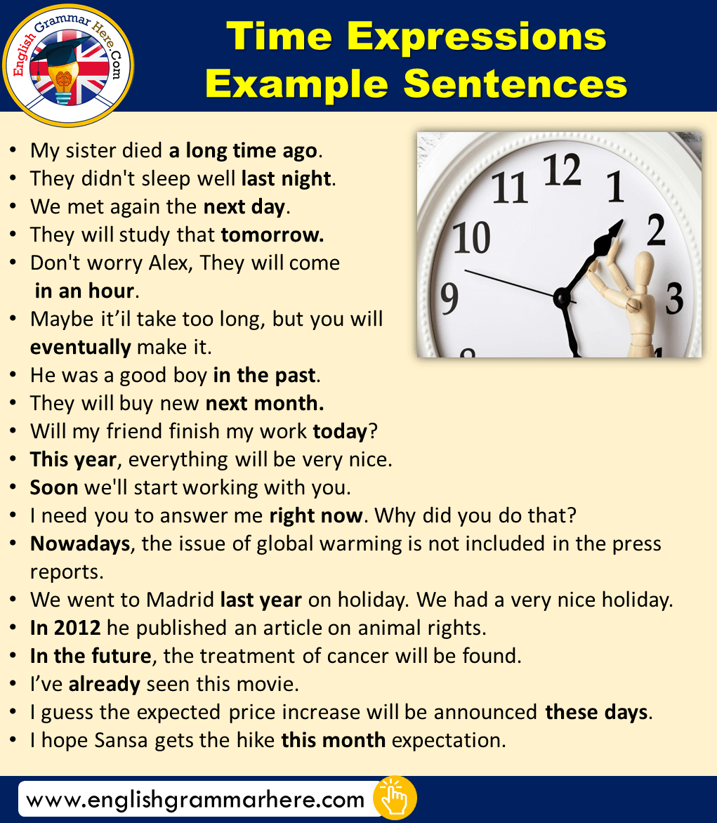 Time Expressions Example Sentences in English