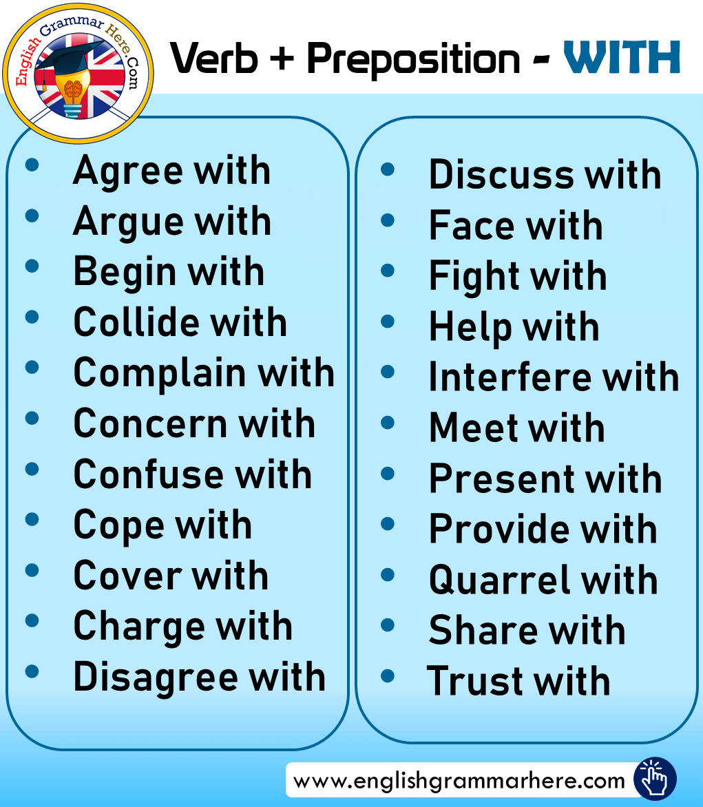 Verb + Preposition; WITH and Examples