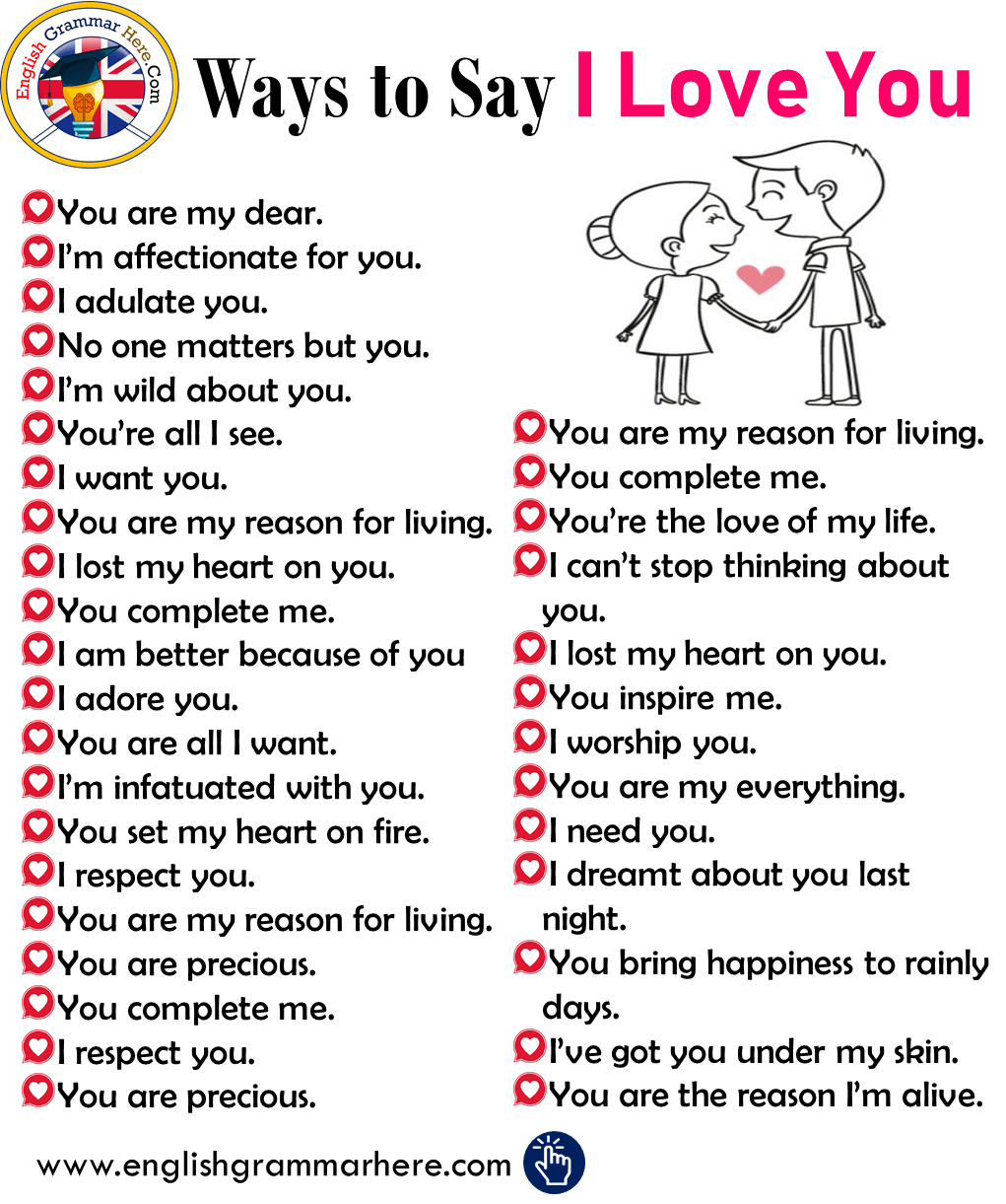 How to say Different Ways to Say I Love You in english;