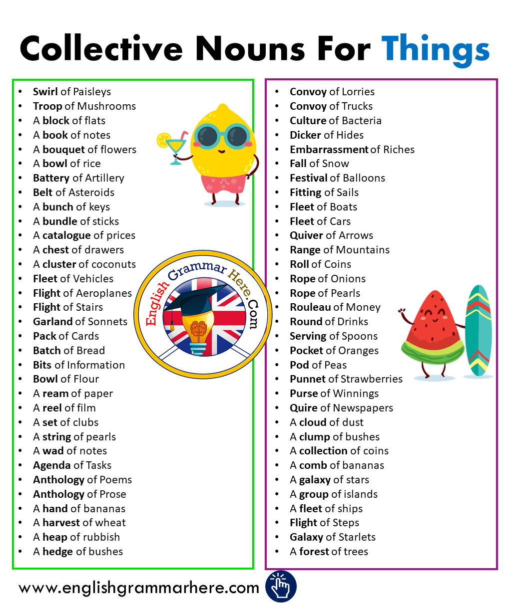 Collective Nouns For Things in English