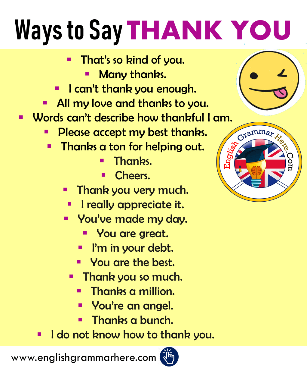 Different Ways to Say THANK YOU in English