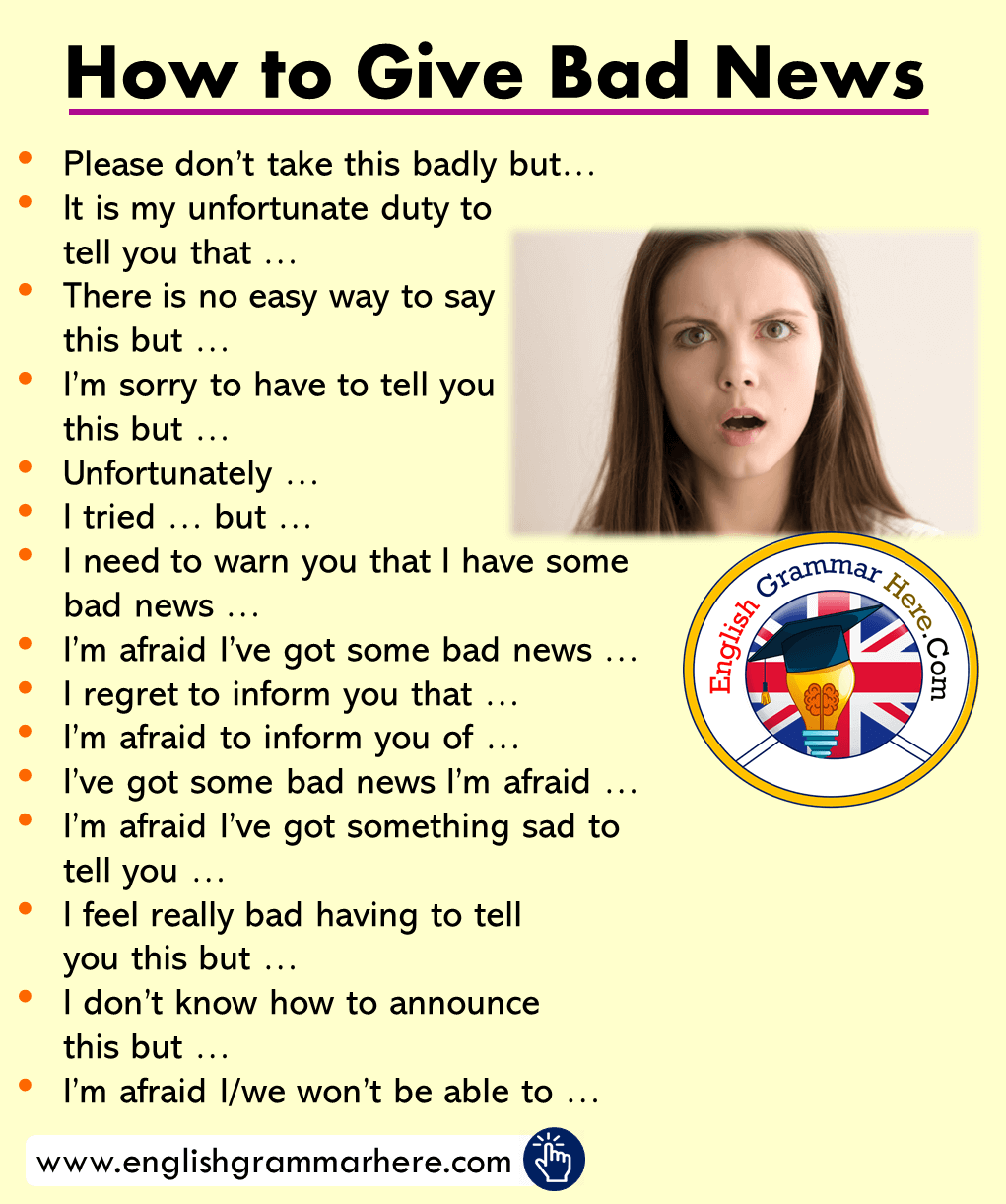 Phrases for giving bad news in english