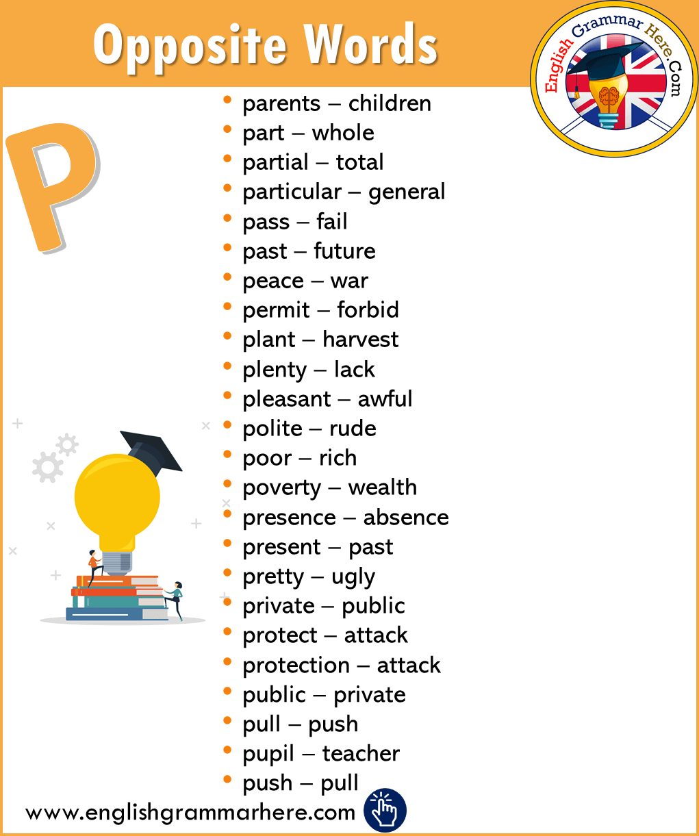 Alphabetical Opposite Word List P English Grammar Here