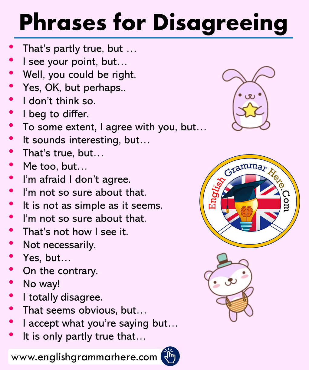Phrases For Disagreeing In English English Grammar Here