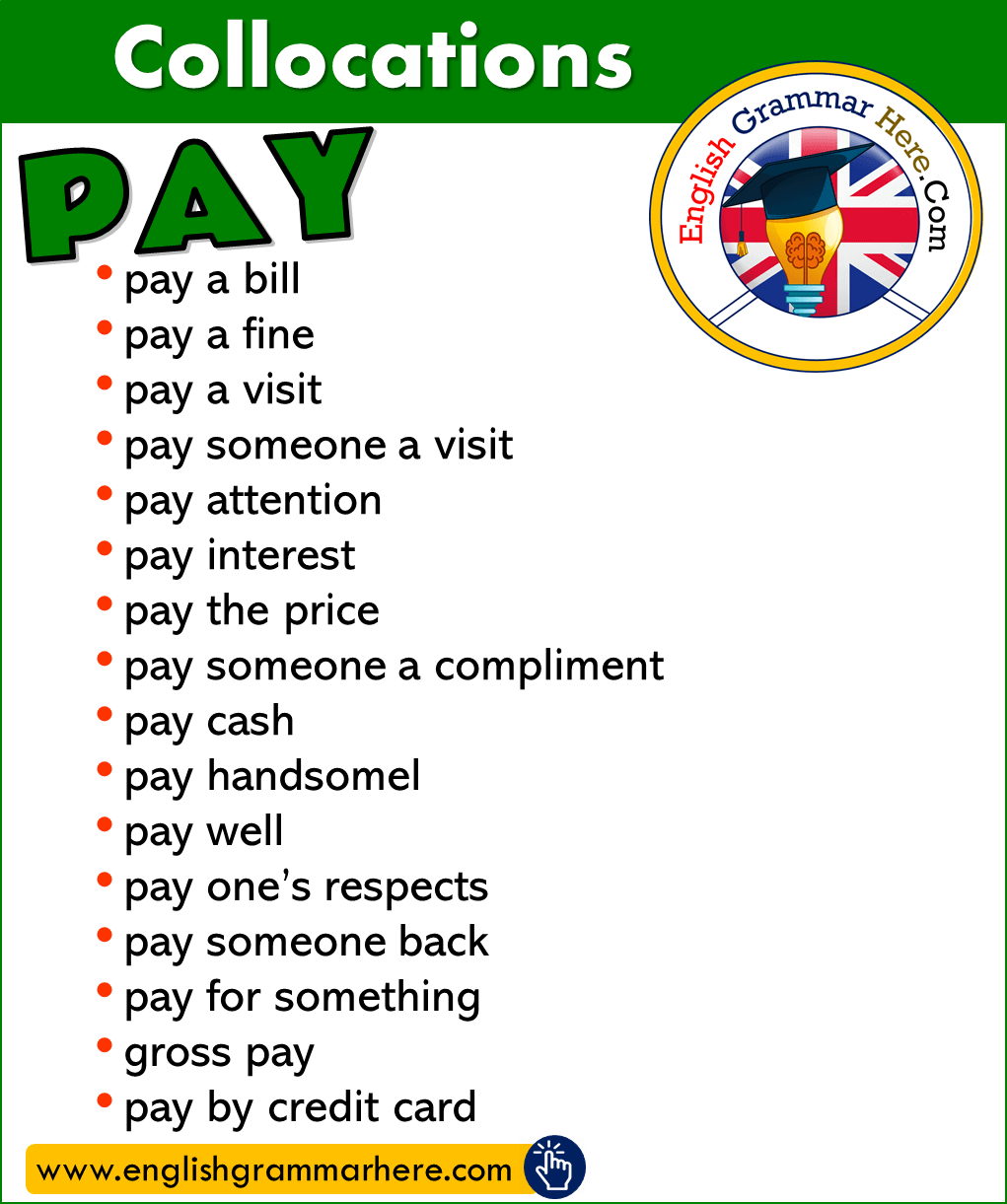 English Phrases with PAY, Collocations with PAY in English