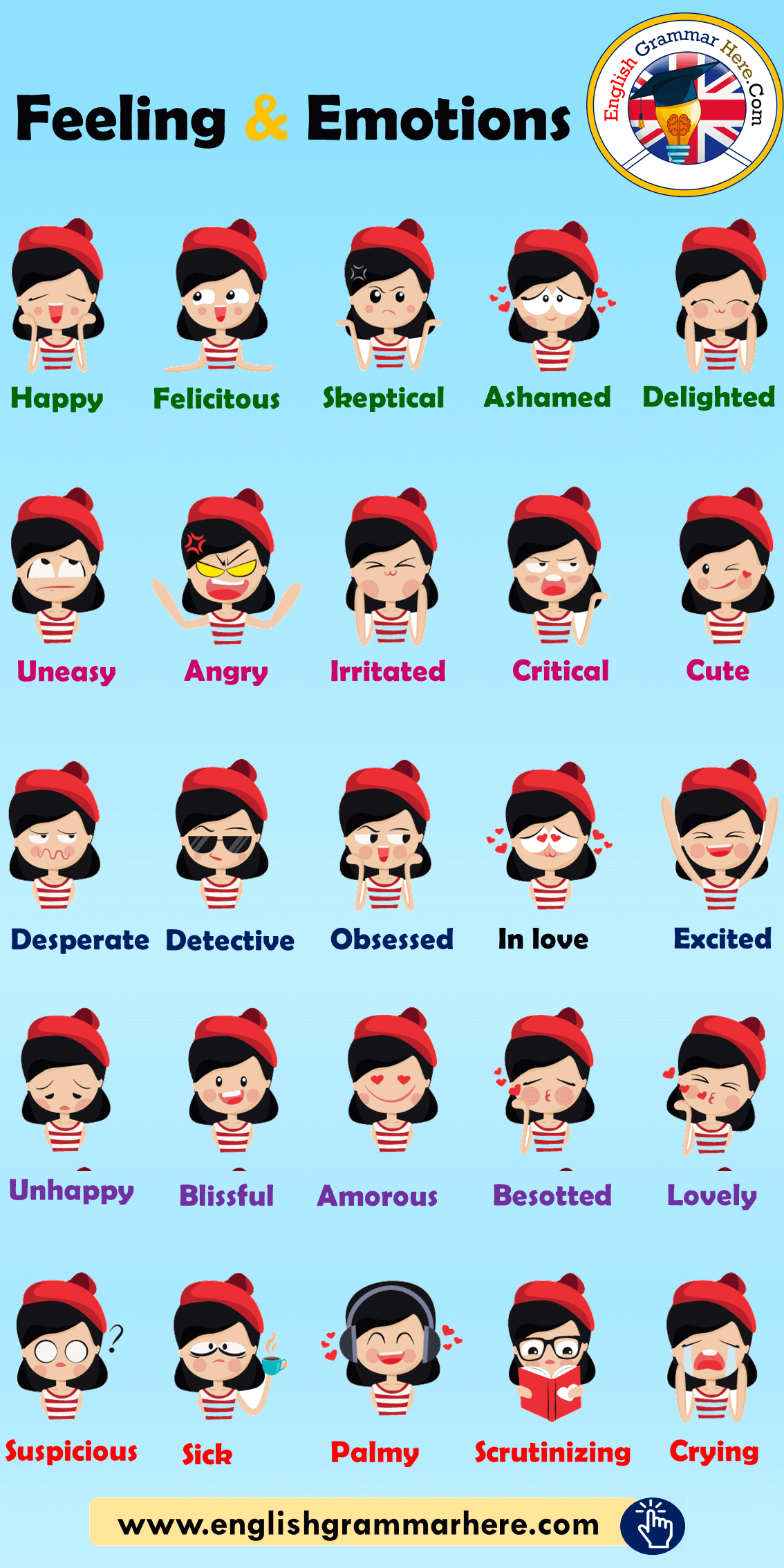 Feelings & Emotions Words List in English